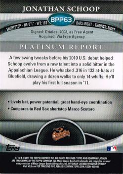 2011 Bowman Platinum - Prospects #BPP63 Jonathan Schoop Back