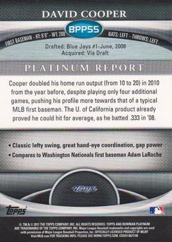 2011 Bowman Platinum - Prospects X-Fractors #BPP55 David Cooper Back