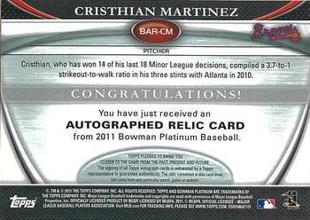 2011 Bowman Platinum - Relic Autograph Refractors #BAR-CM Cristhian Martinez Back