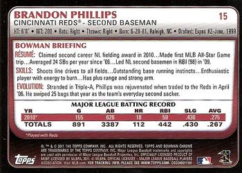 2011 Bowman Chrome #15 Brandon Phillips Back