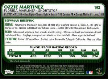 2011 Bowman Chrome #193 Ozzie Martinez Back
