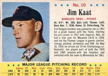 1963 Post Cereal #10b Jim Kaat Front