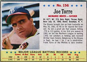 1963 Post Cereal #156 Joe Torre Front