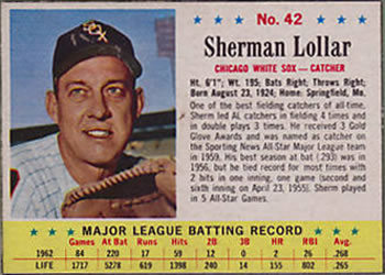 1963 Post Cereal #42 Sherm Lollar Front