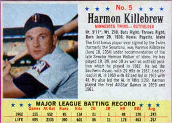 1963 Post Cereal #5 Harmon Killebrew Front