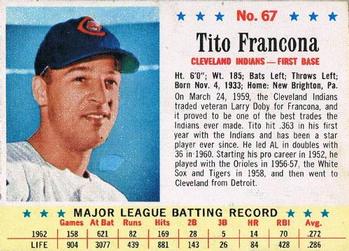 1963 Post Cereal #67 Tito Francona Front