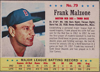 1963 Post Cereal #79 Frank Malzone Front