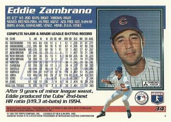 1995 Topps #34 Eddie Zambrano Back