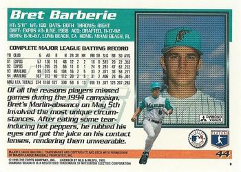 1995 Topps #44 Bret Barberie Back