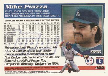 1995 Topps #466 Mike Piazza Back