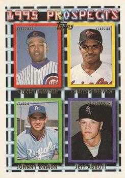 1995 Topps #599 Ozzie Timmons / Curtis Goodwin / Johnny Damon / Jeff Abbott Front