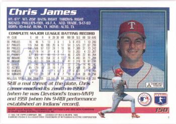 1995 Topps #150 Chris James Back
