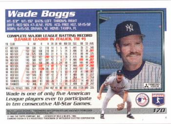 1995 Topps #170 Wade Boggs Back