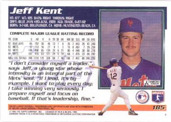 1995 Topps #185 Jeff Kent Back