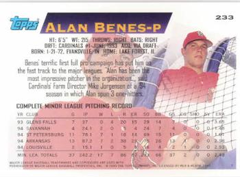 1995 Topps #233 Alan Benes Back