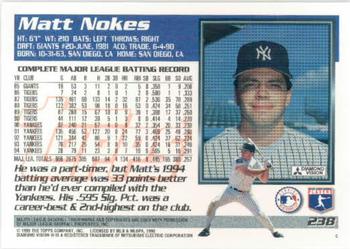 1995 Topps #238 Matt Nokes Back