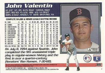 1995 Topps #36 John Valentin Back