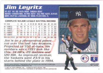 1995 Topps #450 Jim Leyritz Back