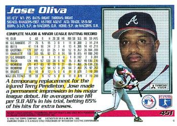 1995 Topps #451 Jose Oliva Back