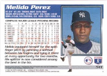 1995 Topps #511 Melido Perez Back