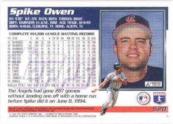 1995 Topps #520 Spike Owen Back