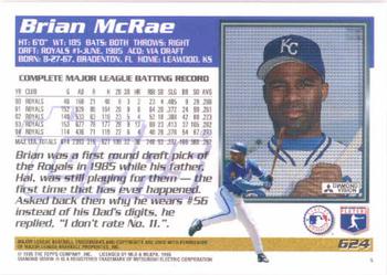 1995 Topps #624 Brian McRae Back