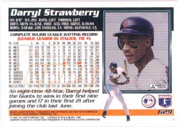 1995 Topps #629 Darryl Strawberry Back