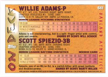 1995 Topps #641 Willie Adams / Scott Spiezio Back