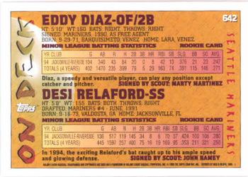 1995 Topps #642 Eddy Diaz / Desi Relaford Back