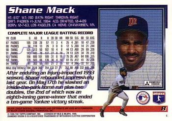 1995 Topps #8 Shane Mack Back