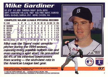 1995 Topps #97 Mike Gardiner Back