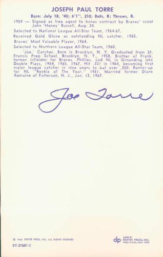 1968 Dexter Press All-Stars #12 Joe Torre Back