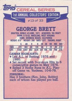 1984 Topps Cereal Series #13 George Brett Back