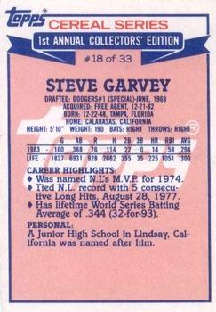 1984 Topps Cereal Series #18 Steve Garvey Back