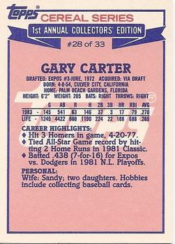 1984 Topps Cereal Series #28 Gary Carter Back