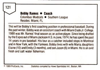 1989 ProCards Minor League Team Sets #121 Bobby Ramos Back