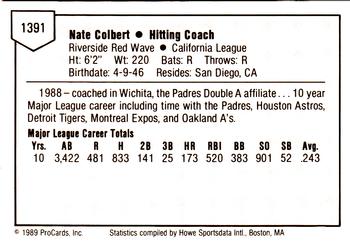 1989 ProCards Minor League Team Sets #1391 Nate Colbert Back