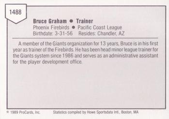 1989 ProCards Minor League Team Sets #1488 Bruce Graham Back