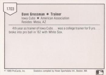 1989 ProCards Minor League Team Sets #1703 Dave Grossman Back