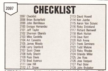 1989 ProCards Minor League Team Sets #2097 Checklist Back