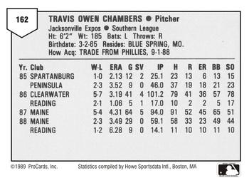 1989 ProCards Minor League Team Sets #162 Travis Chambers Back