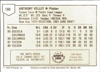 1989 ProCards Minor League Team Sets #186 Anthony Kelley Back