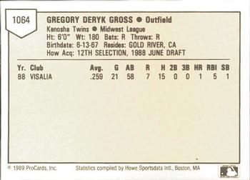 1989 ProCards Minor League Team Sets #1064 Deryk Gross Back