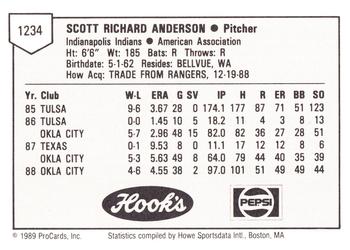 1989 ProCards Minor League Team Sets #1234 Scott Anderson Back