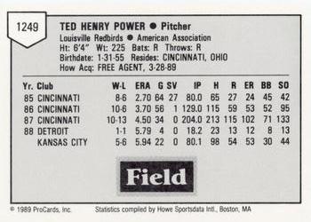 1989 ProCards Minor League Team Sets #1249 Ted Power Back