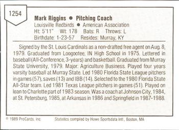 1989 ProCards Minor League Team Sets #1254 Mark Riggins Back