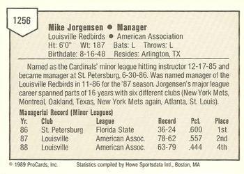 1989 ProCards Minor League Team Sets #1256 Mike Jorgensen Back