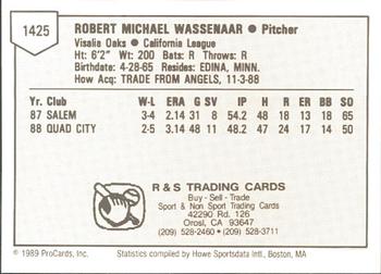 1989 ProCards Minor League Team Sets #1425 Rob Wassenaar Back