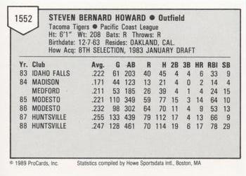 1989 ProCards Minor League Team Sets #1552 Steve Howard Back