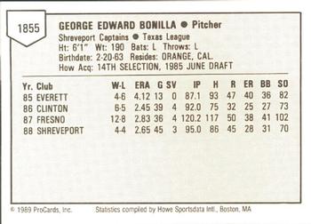 1989 ProCards Minor League Team Sets #1855 George Bonilla Back